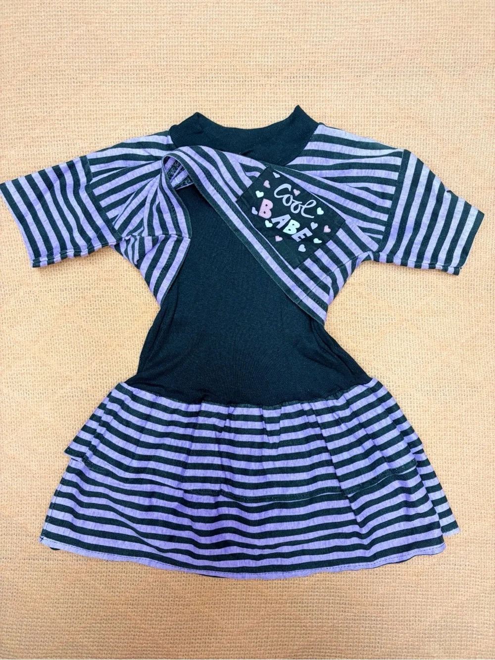 90s Girls' Striped Purple & Black Faux Crop Top Dress - Cool Babe